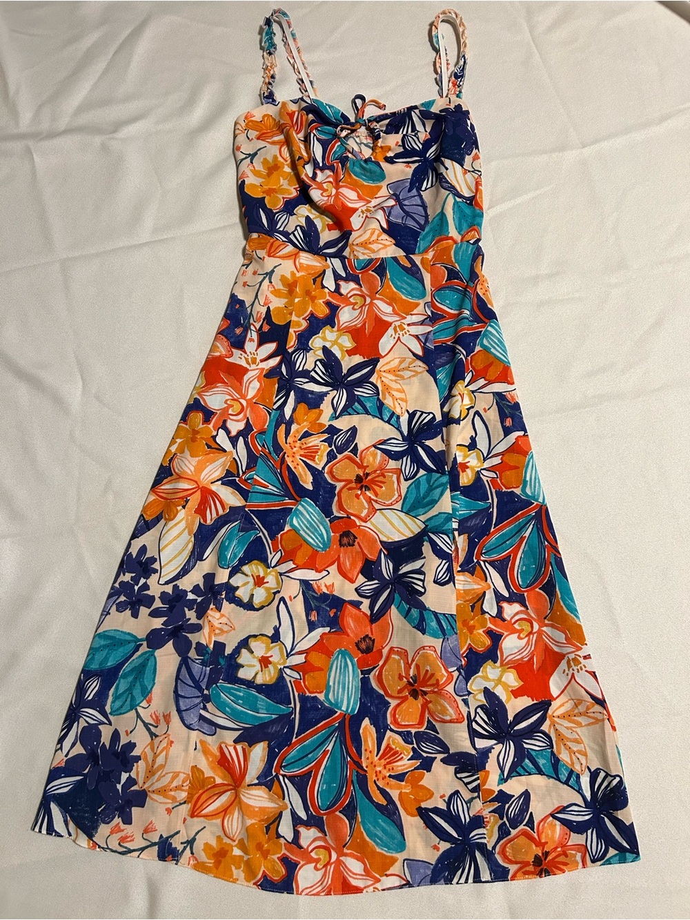 George Floral Maxi Dress - Orange, Teal, & Navy